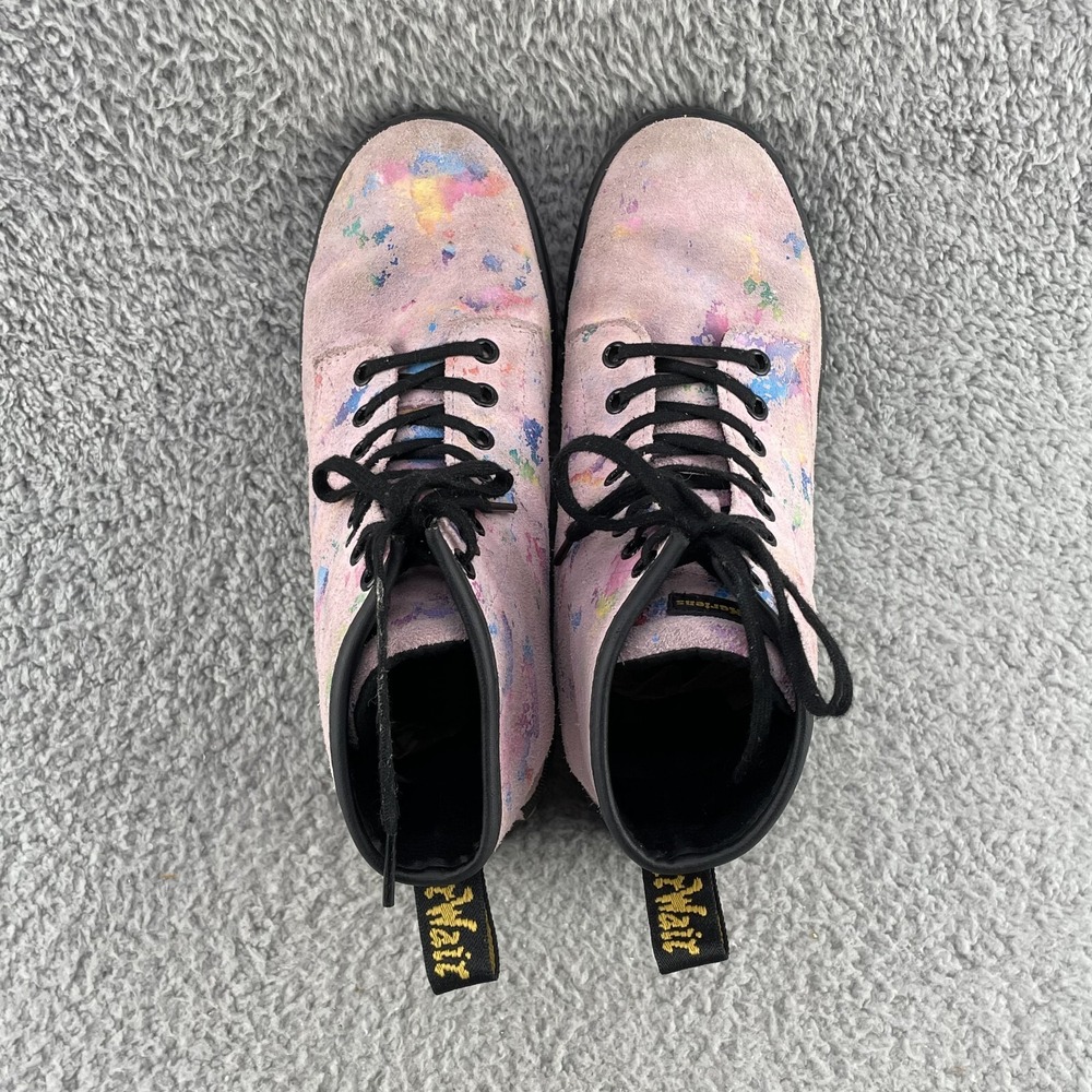Dr Marten Sheridan Suede Boot Women 7 Pink Paint Pastel Grunge Punk Cottage Core - Picture 5 of 10